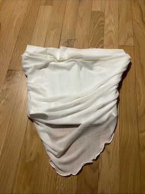 White Draped Women’s Bustier Crop Top - Elegant Asymmetric Hem